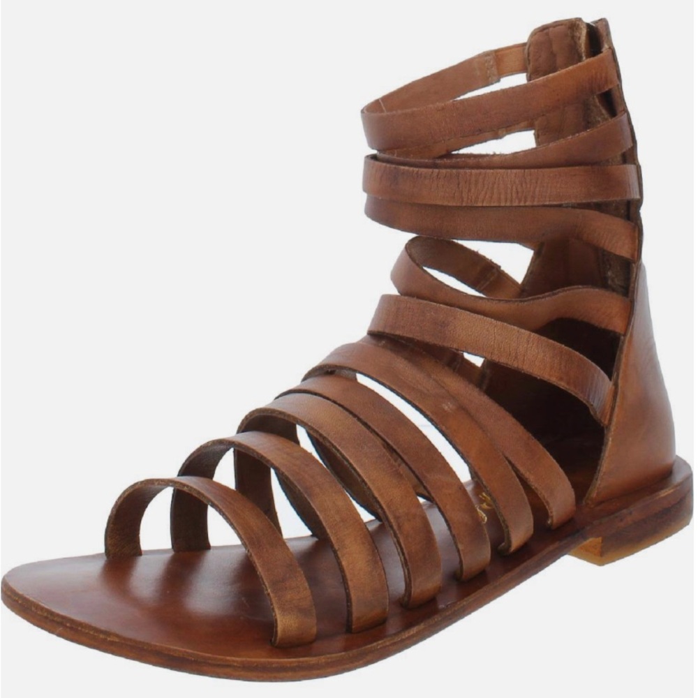 NEW Free People LUCIA gladiator leather sandals (luggage) — size 40 / MSRP $138